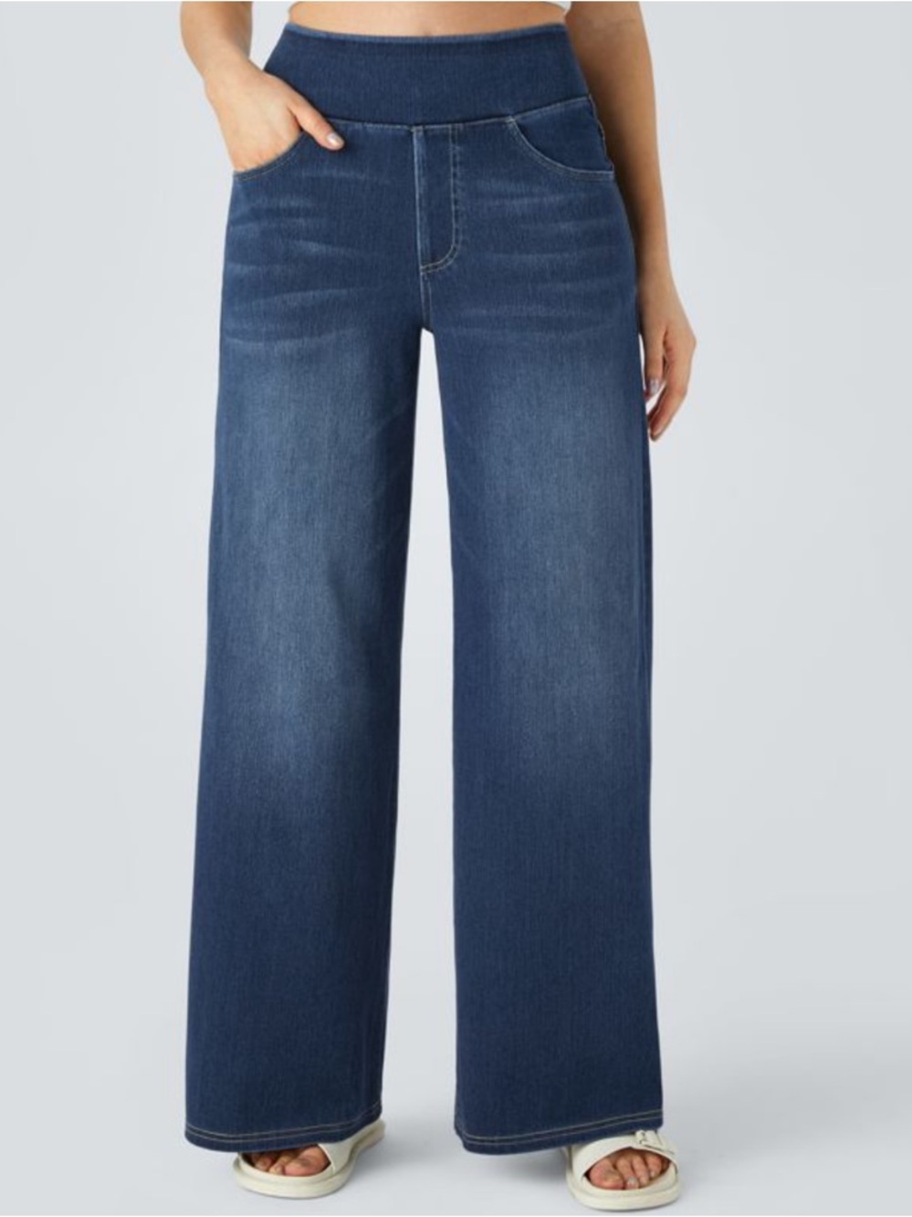 HALARA flex high waisted tummy control Wide-Leg Jeans - small petite